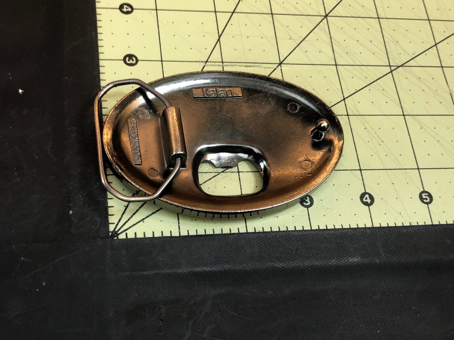 vintage large metal Bottle Opener / belt buckle - words DRUNK   Beer glass party