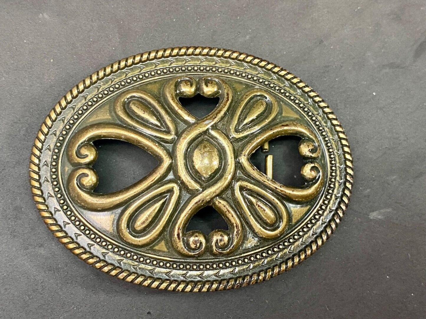 Vintage cutout HEART theme western outlined NOS belt buckle