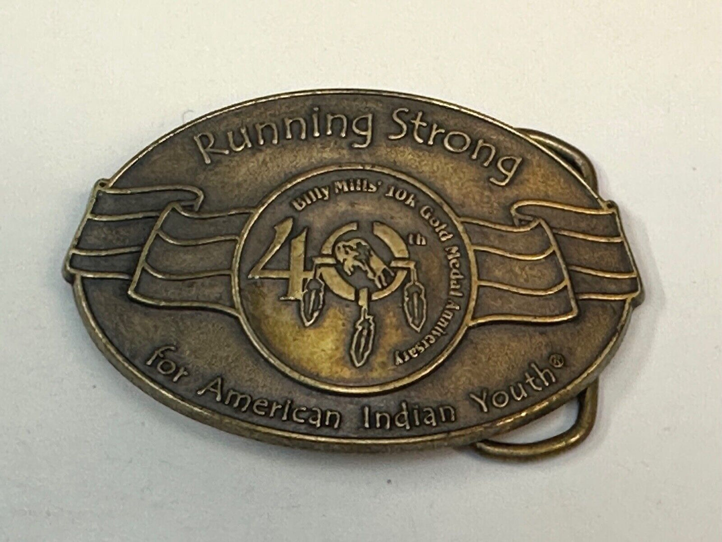 40 years! Native American Indian Youth Running Strong belt buckle