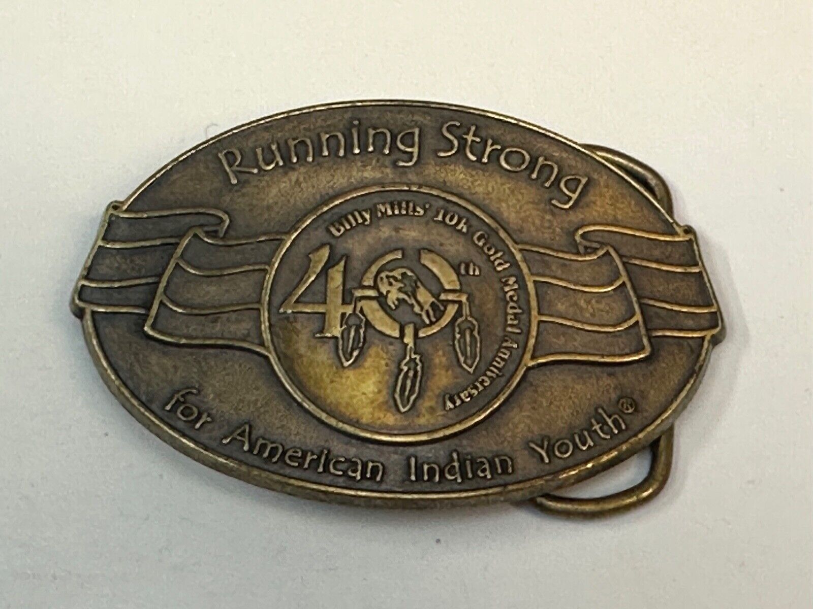 40 years! Native American Indian Youth Running Strong belt buckle