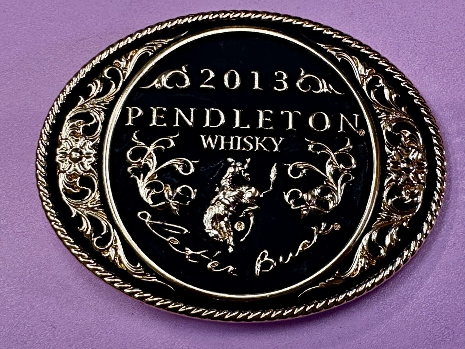 2013 Pendleton Whiskey Let'er Buck Rodeo Cowboy Montana Silversmiths Belt Buckle