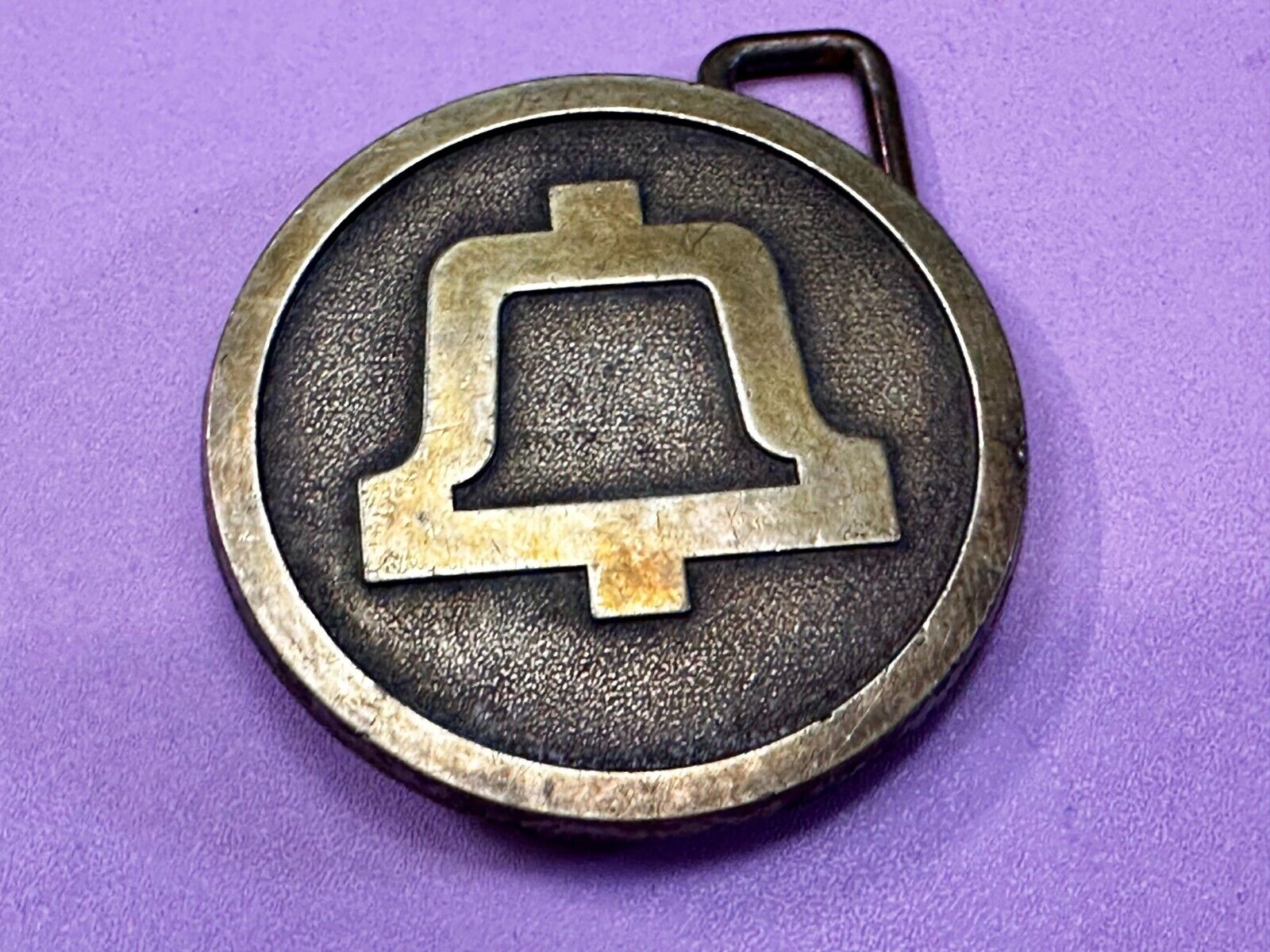 Bell Telephone Lineman Brass Tone Vintage round logo Belt Buckle