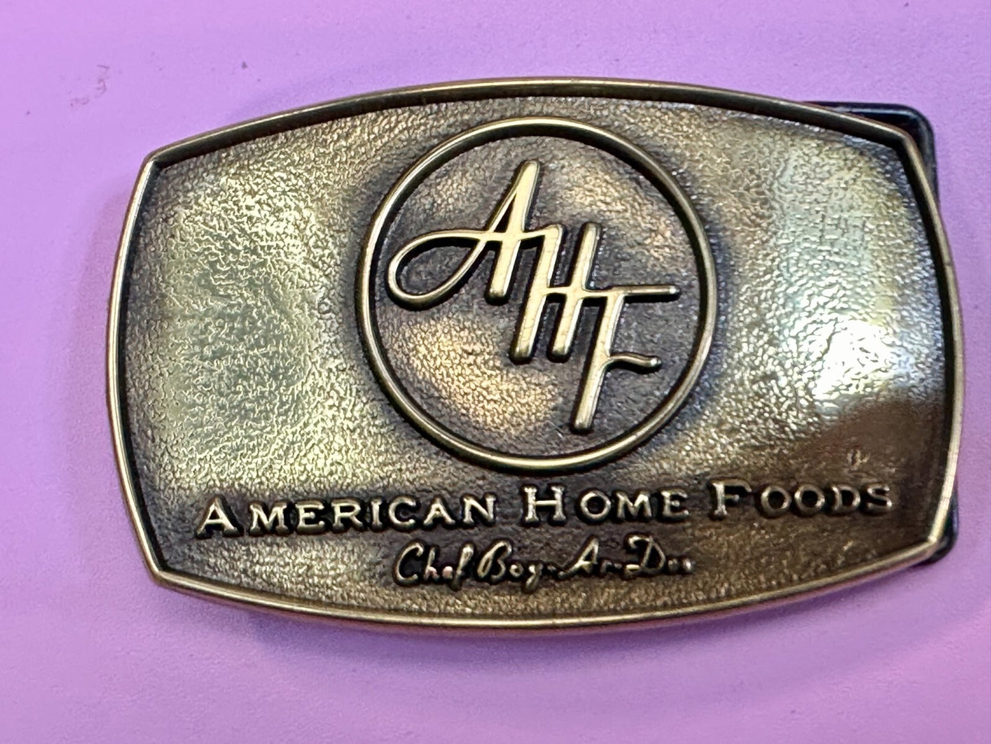 American Home Foods Chef Boyardee Company Vintage Solid Brass Jadco Belt Buckle