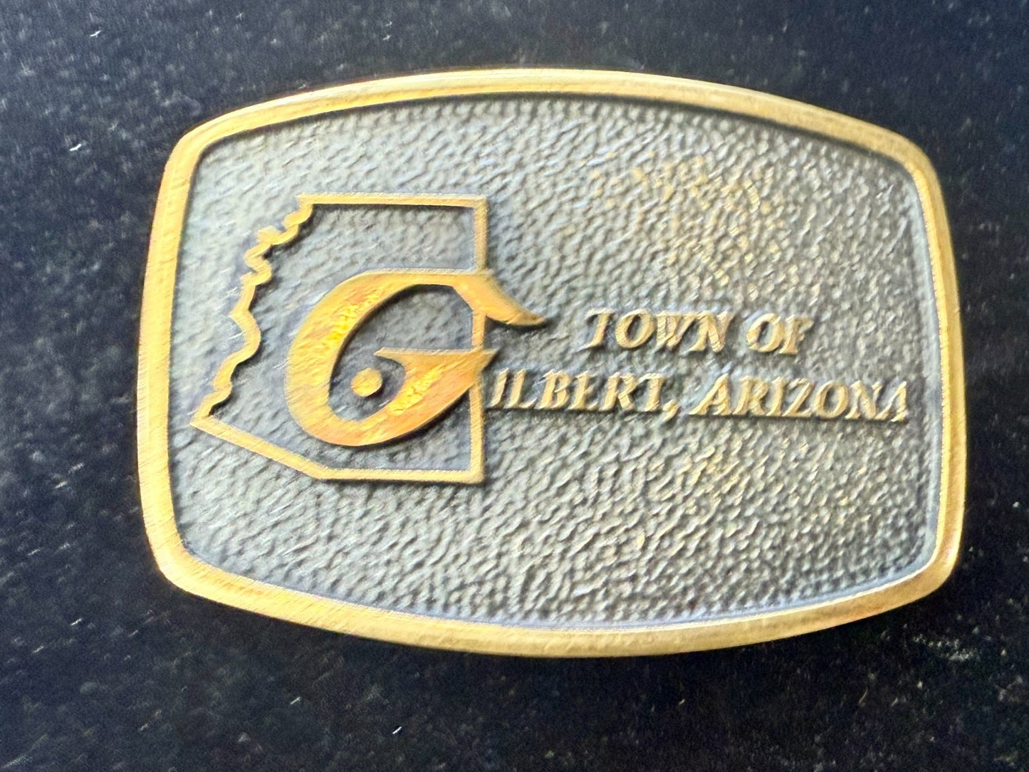 Town of Gilbert Arizona Vintage 1978 Commemorative Solid Brass BTS Belt Buckle