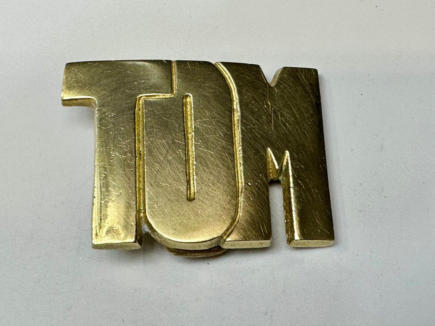 TOM Custom Name in cutout block letters solid brass belt buckle - Taiwan ROC