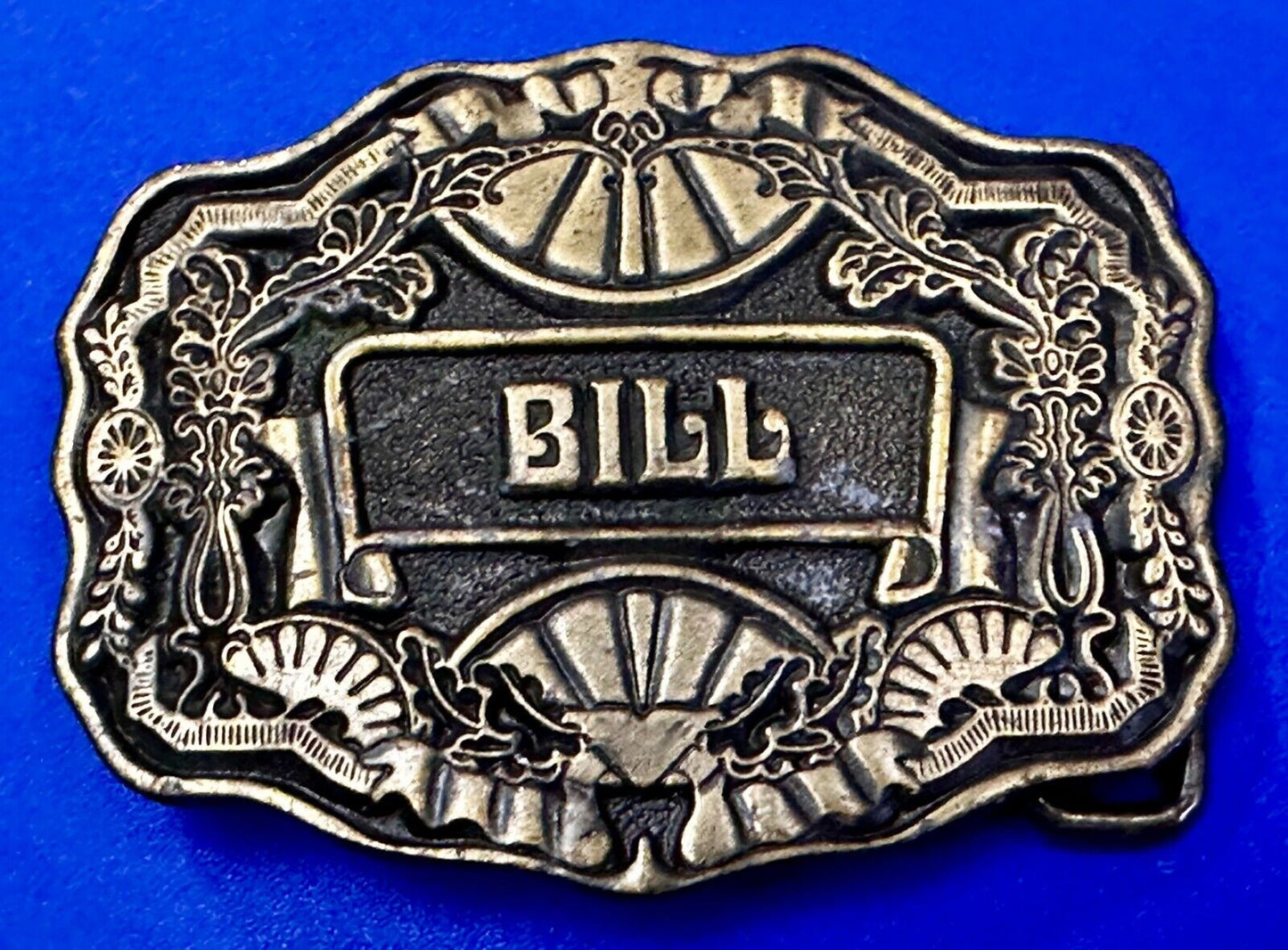 1970s BILL Name - Custom Brass Tone Metal Oden USA Personalized Belt Buckle