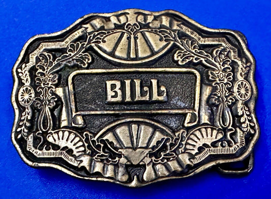 1970s BILL Name - Custom Brass Tone Metal Oden USA Personalized Belt Buckle