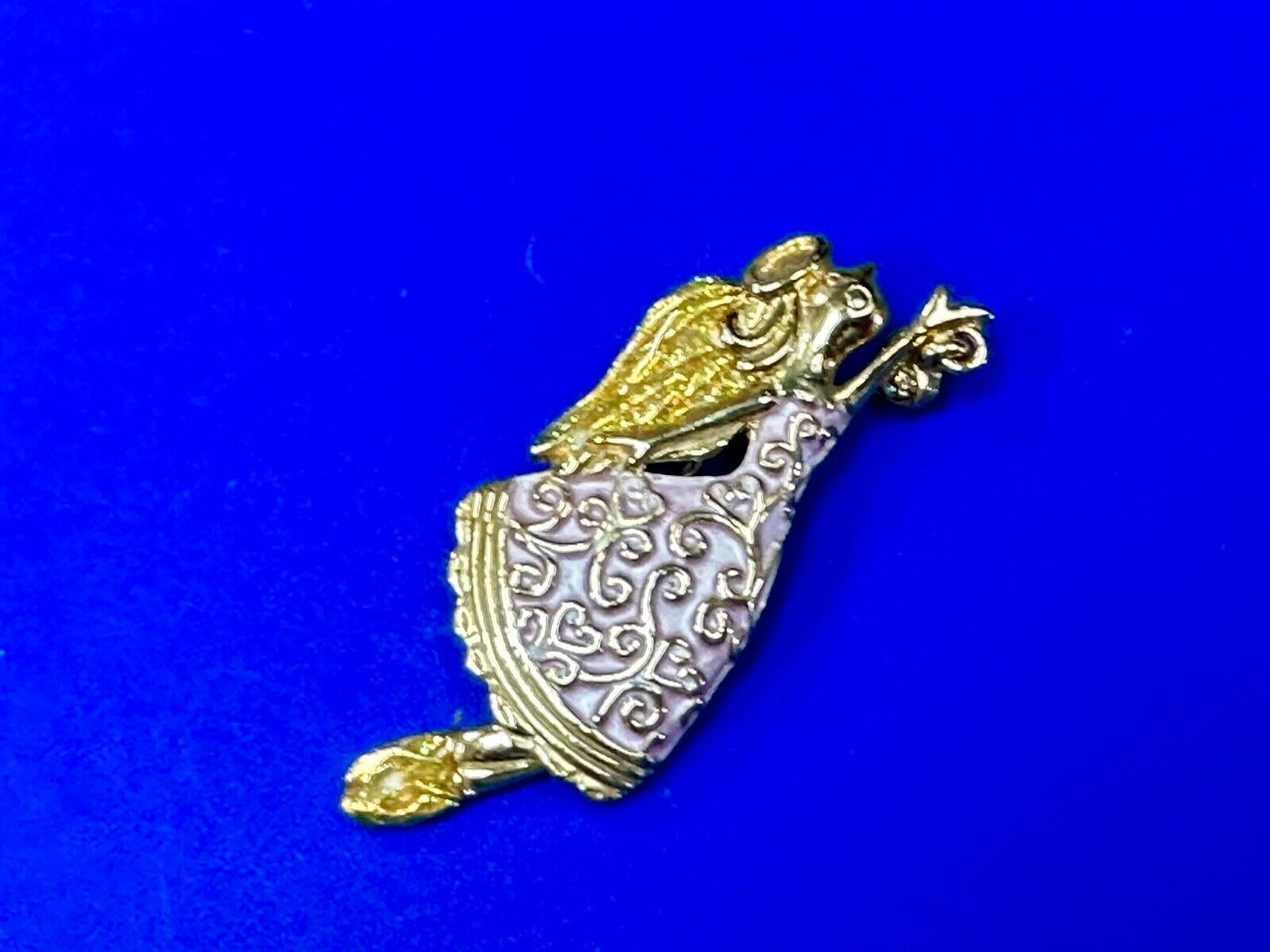 AAI vintage two tone rhinestone accented Holliday angel brooch pin