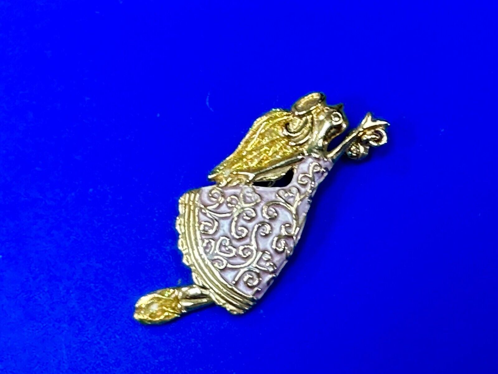 AAI vintage two tone rhinestone accented Holliday angel brooch pin