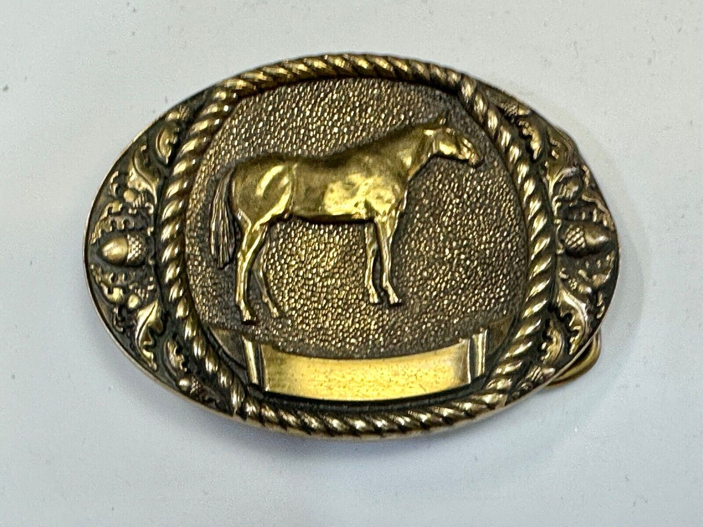 Trophy Award Style Standing HORSE Vintage belt buckle by Sunset brass