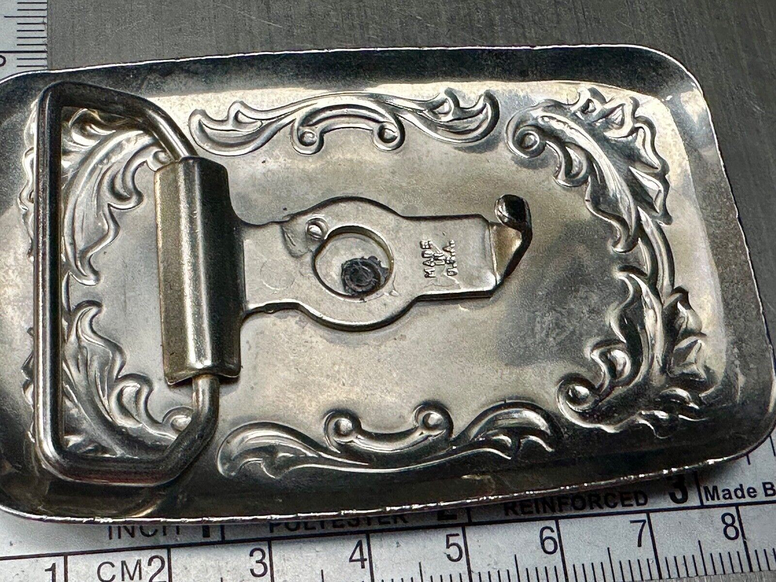 Vintage covered wagon two tone western mixed metal belt buckle