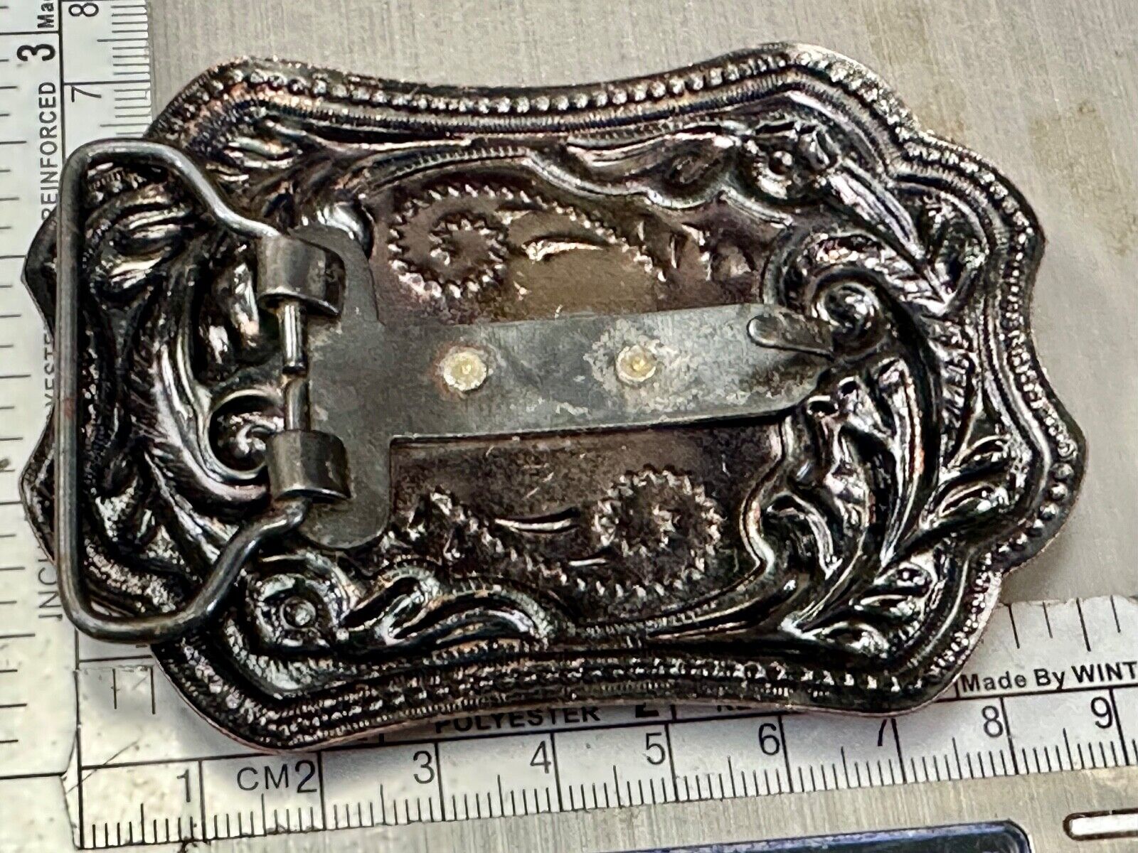 Vintage Horse w/  head down end of the trail two tone ornate western belt buckle