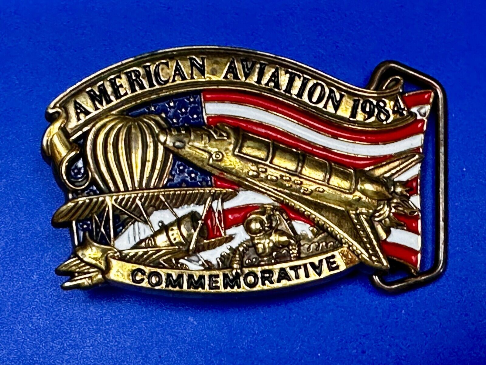 American Aviation Vintage 1984 Solid Brass Commemorative Belt Buckle by Baron