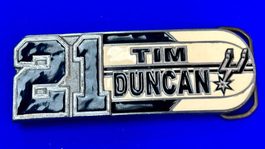 #21 Tim Duncan Texas NBA SAN ANTONIO SPURS Great American Products Belt Buckle