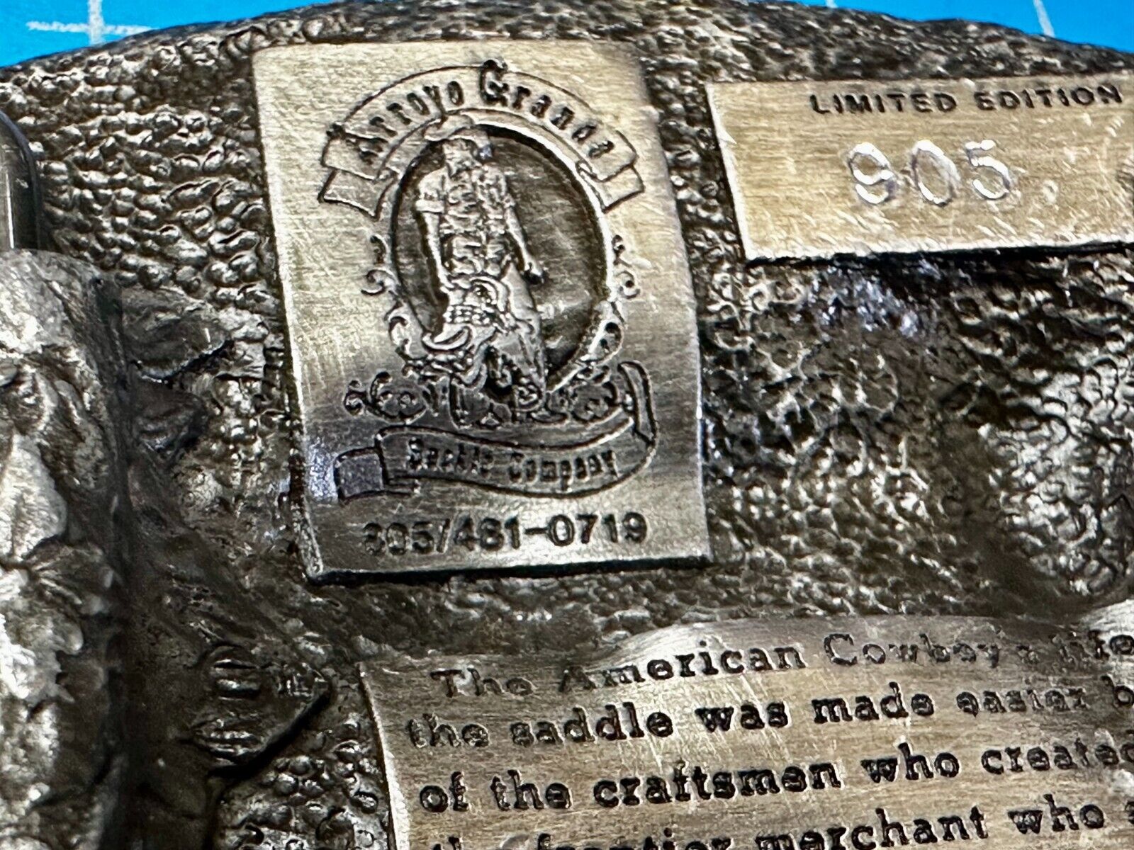 Vintage 1982 American Cowboy Commemorative Vintage Arroyo Grande Belt Buckle