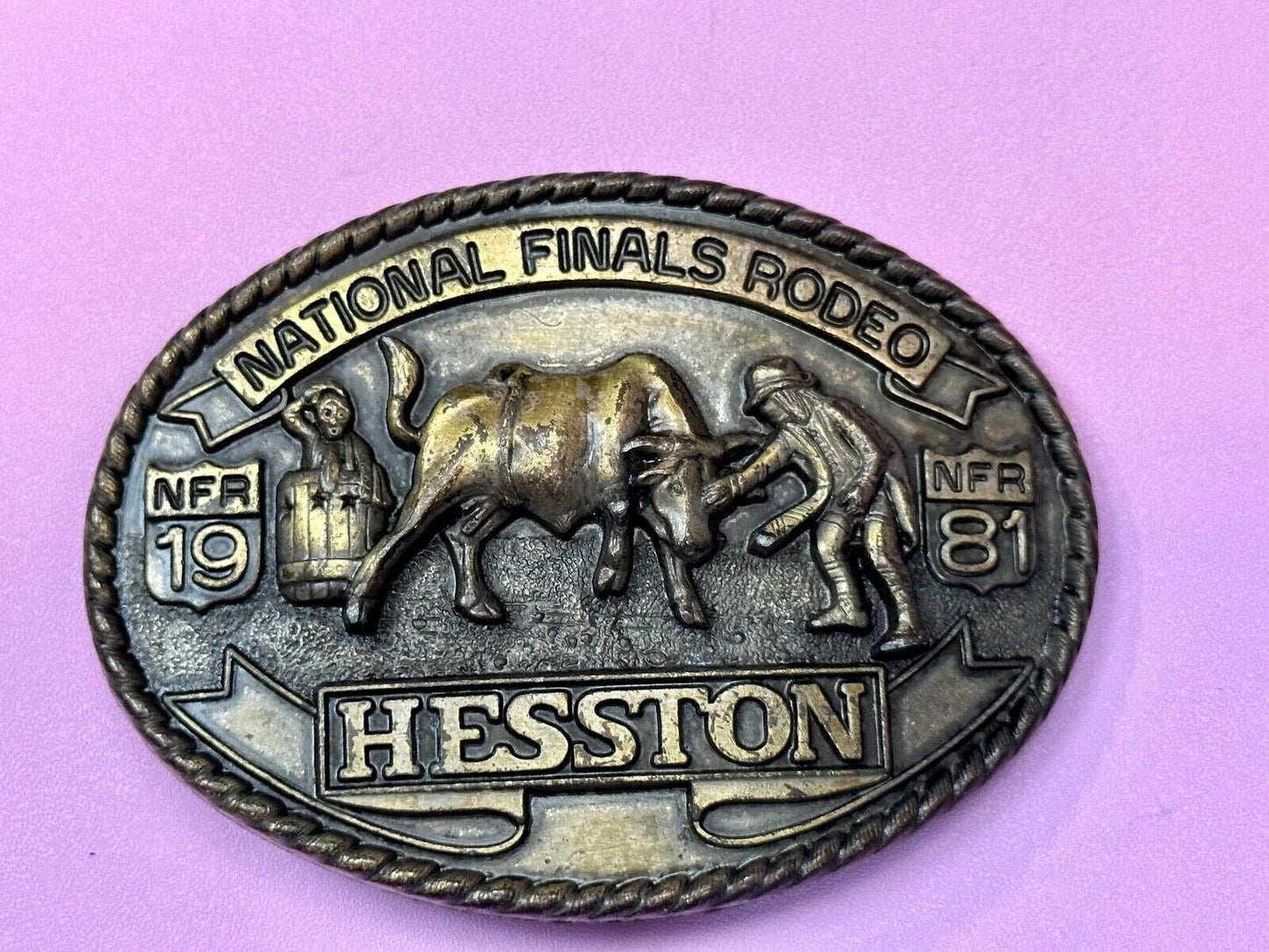 1981 Hesston National Finals Rodeo NFR Collectors Rodeo Cowboy Belt Buckle