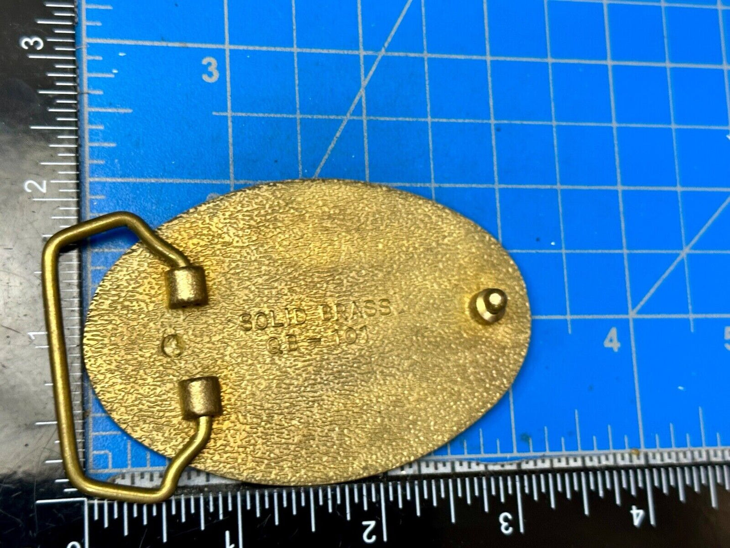 Alaska A.C.E. Jumping Fish - Vintage Solid Brass oval Belt Buckle  QB-101