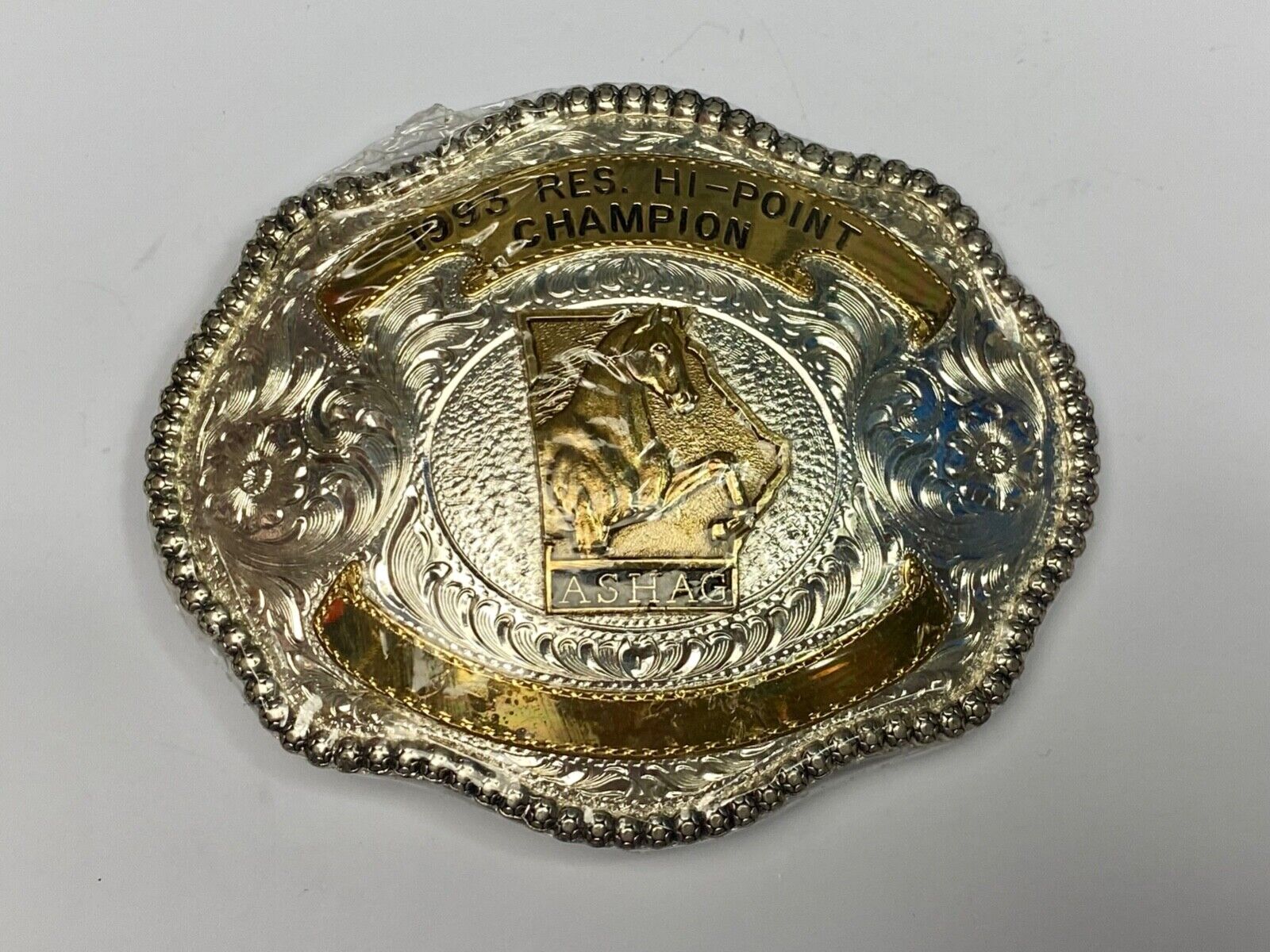 ASHAG HI-Point Champion HORSE BLANK Engraving Trophy belt buckle by Wrangler ADM