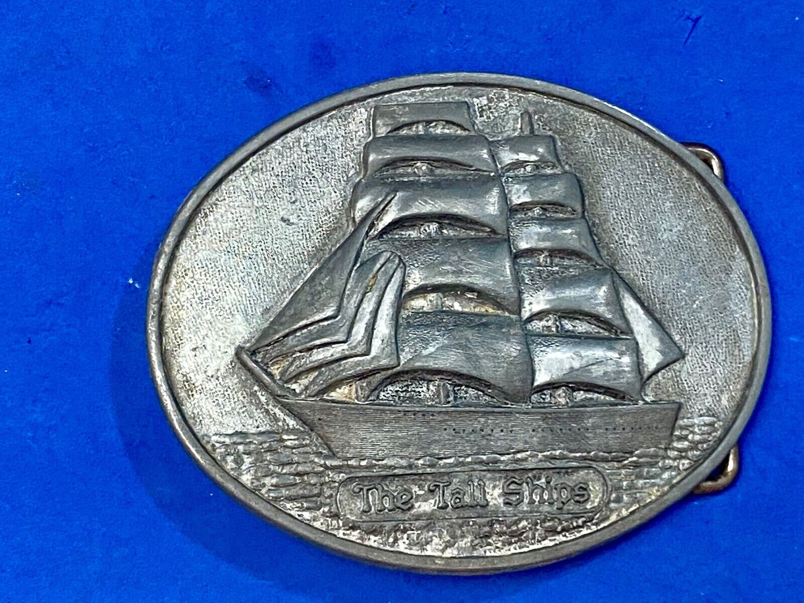 1970 's THE TALL SHIPS SILVER TONE SAIL BOAT COLLECTIBLE BELT BUCKLE