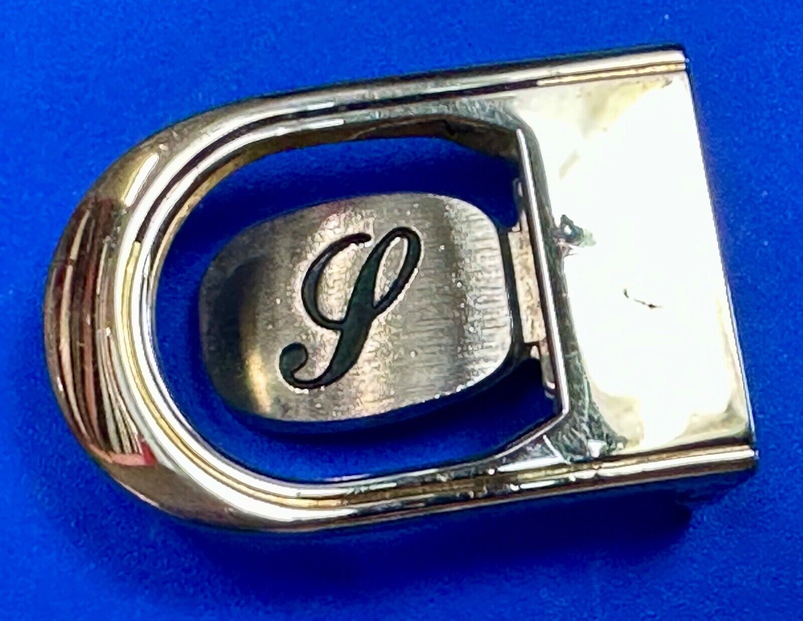 Vintage Letter monogram Initial P - Two Tone swinging belt buckle