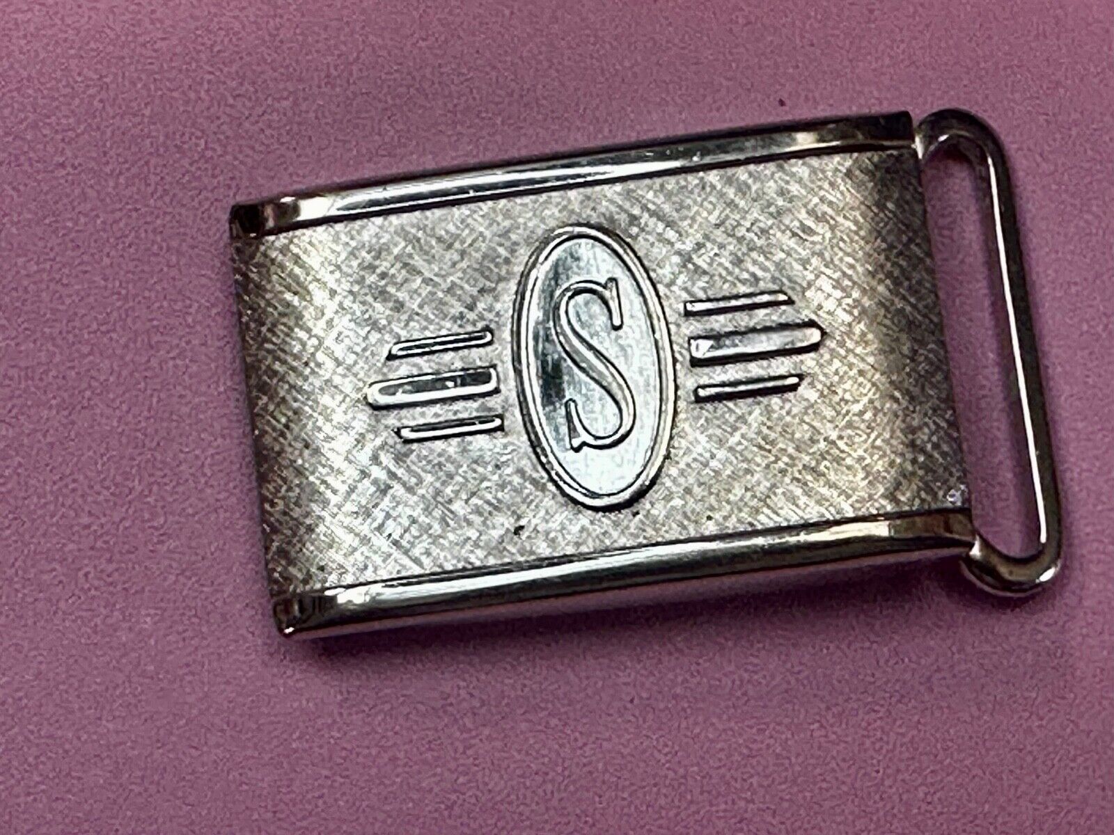 Art Deco Nuevo Letter S Initial Monogram Belt Buckle signed Paris