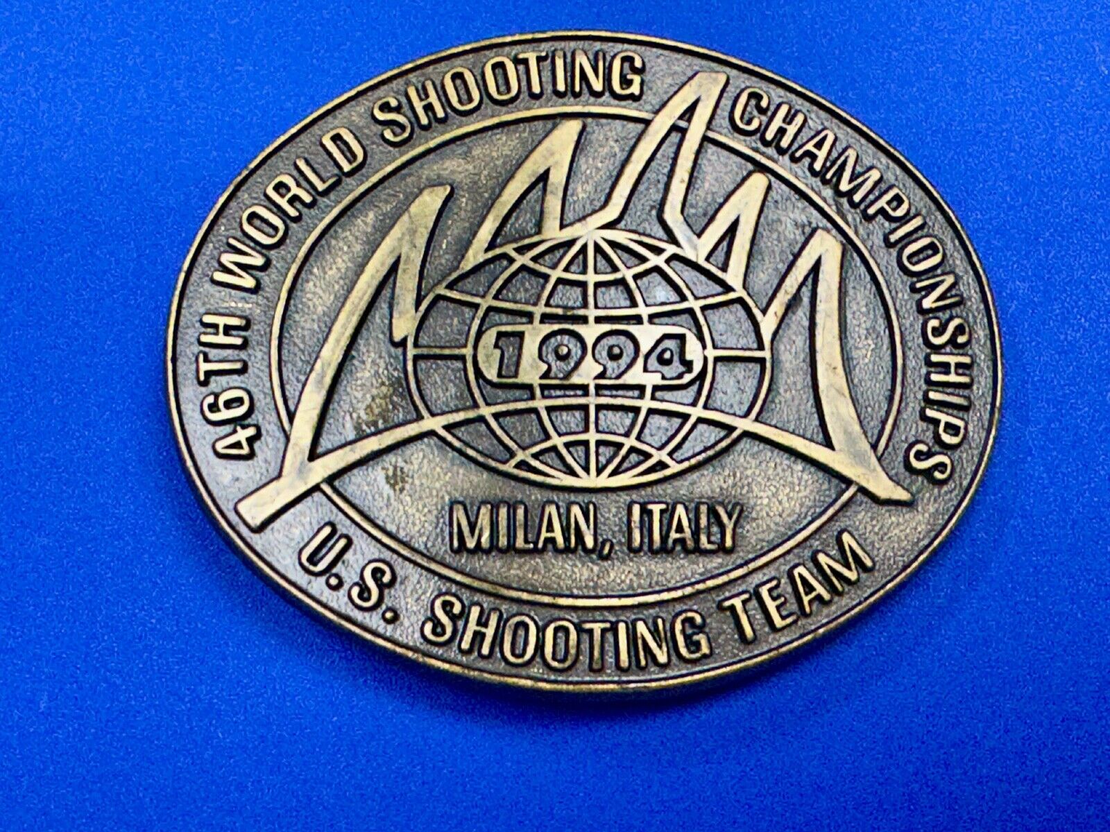 46th Wold Shooting Championships  Milan Italy USA shooting team belt buckle
