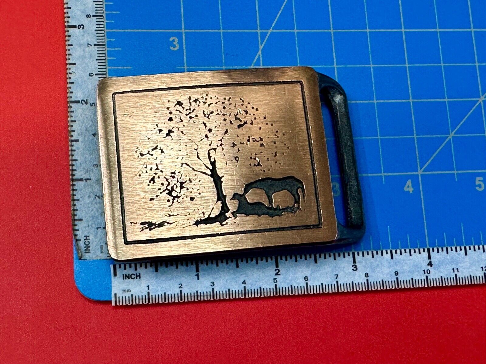TWO HORSES TECH-ETHER GUILD Vintage art Horse lovers belt buckle