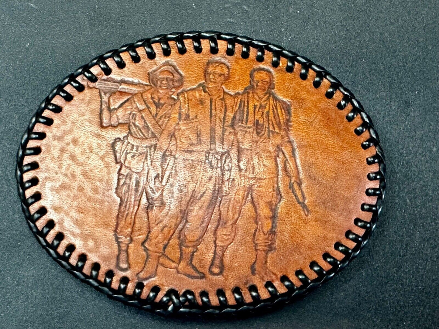 Vietnam War Memorial The Three Soldiers Statue Leather Vintage Belt Buckle