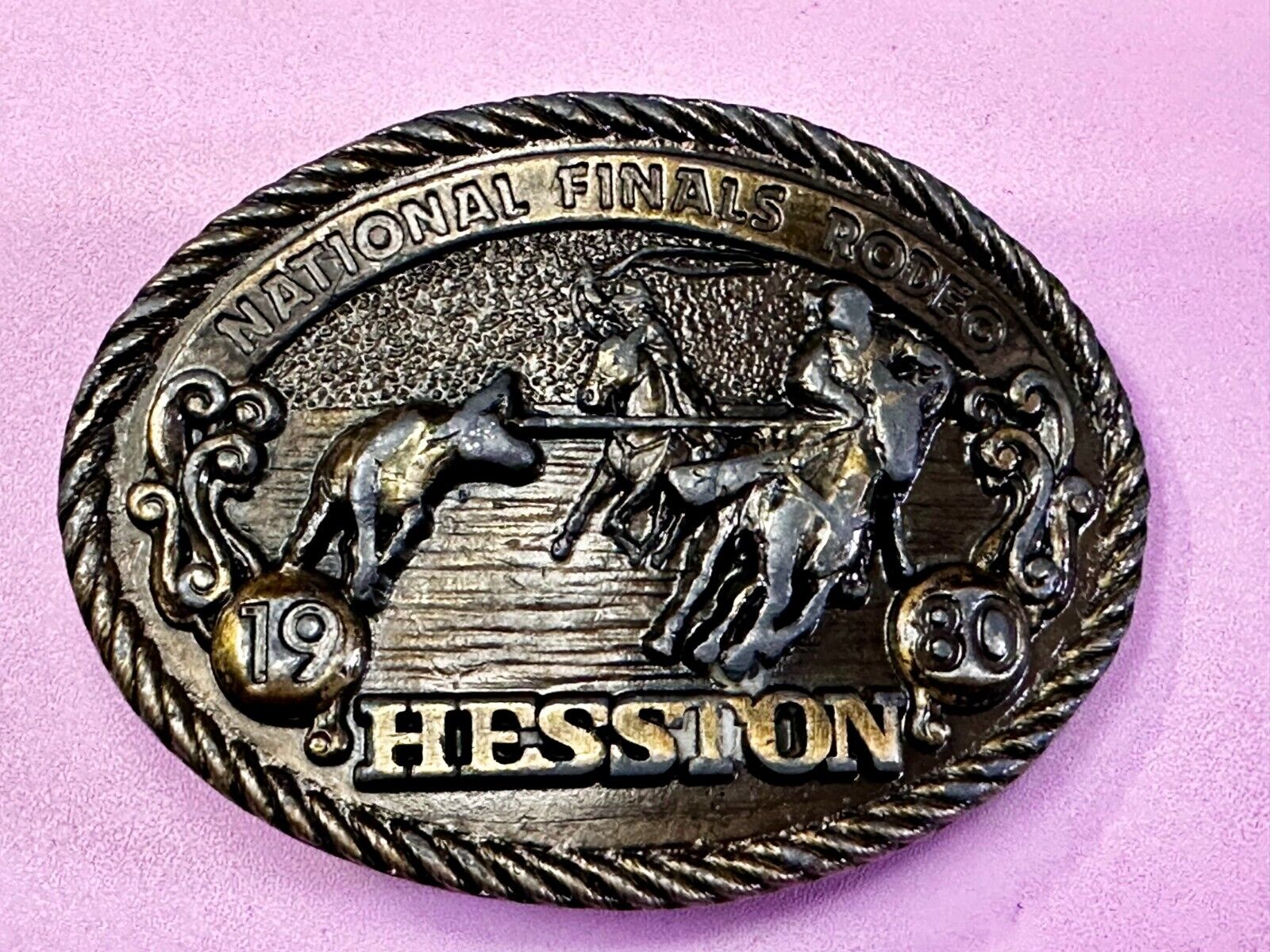 1980 Hesston NFR National Finals Rodeo Cowboys Western Belt Buckle