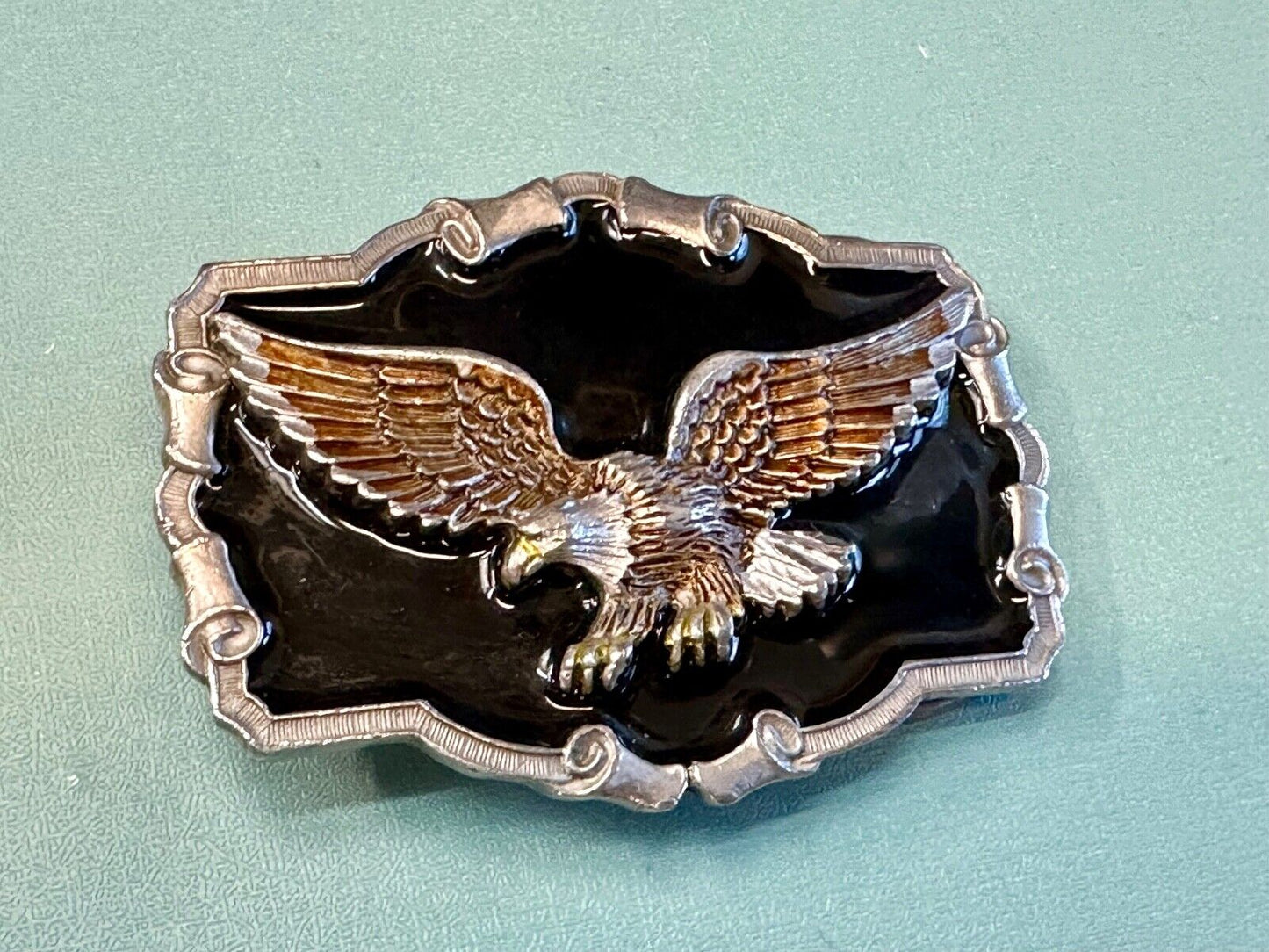 Vintage  Majestic Eagle western framed on black background belt buckle