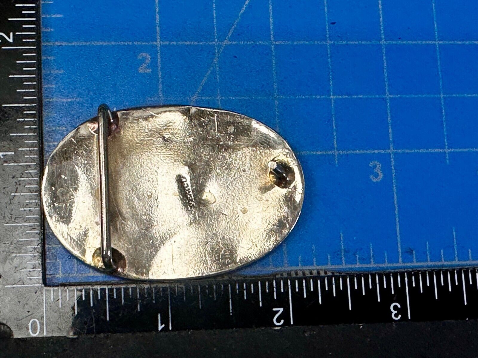 Artisan Natural Abalone Shell Vintage Oval Belt Buckle Marked Mexico