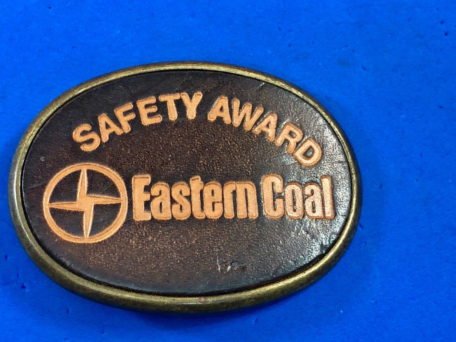 Vintage Leather El-Cid belt buckle Safety Award for Easter Coal 