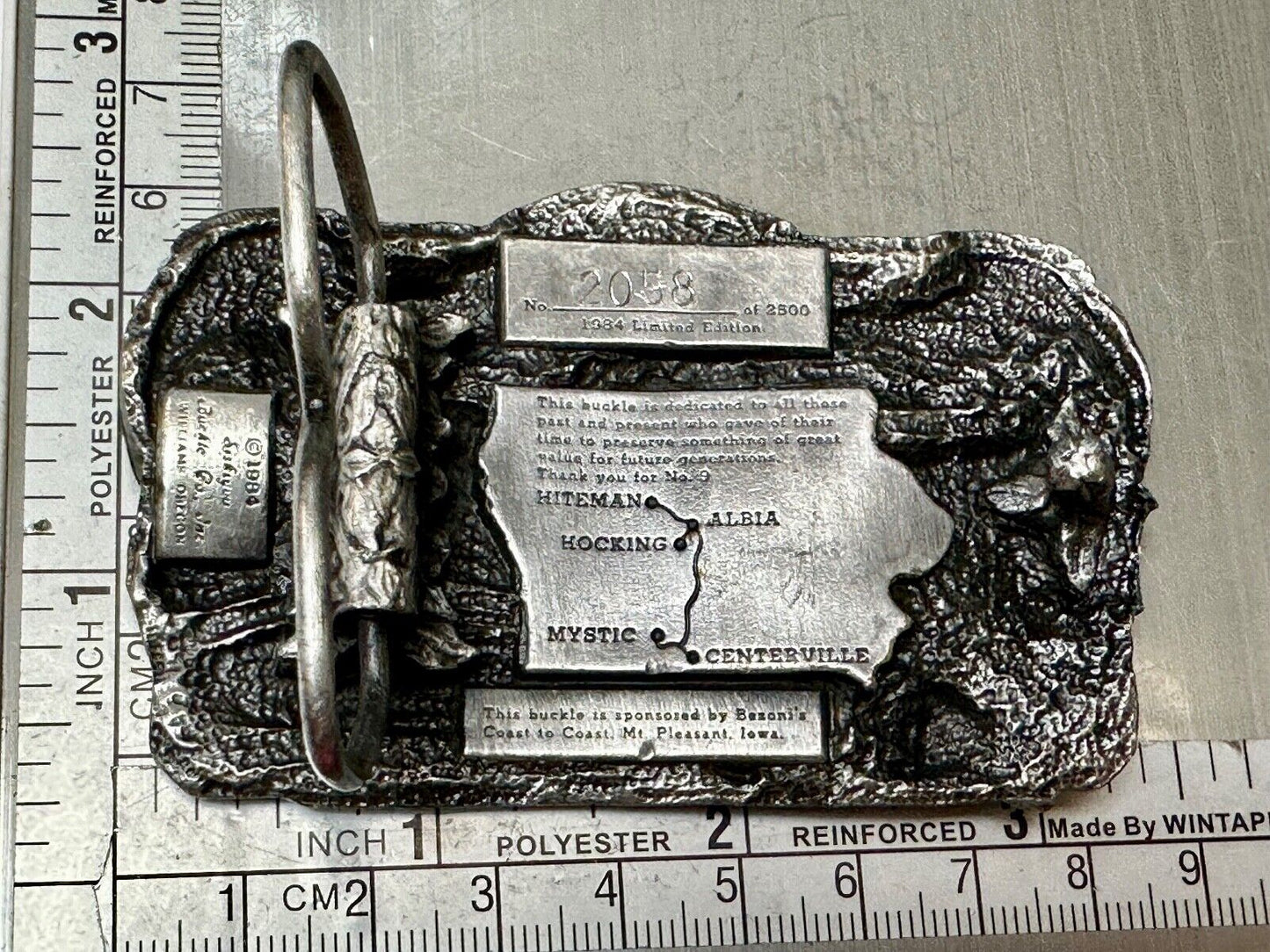 1984 Old Settlers and Threshers Reunion Midwest Belt Buckle Mt Pleasant Iowa