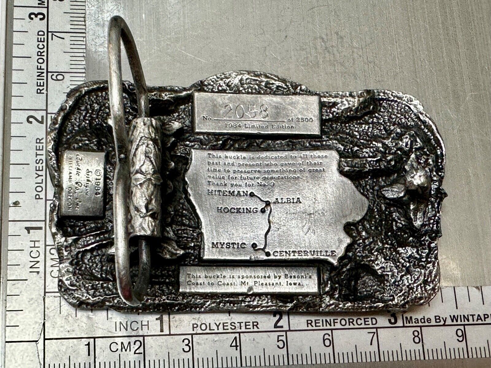 1984 Old Settlers and Threshers Reunion Midwest Belt Buckle Mt Pleasant Iowa