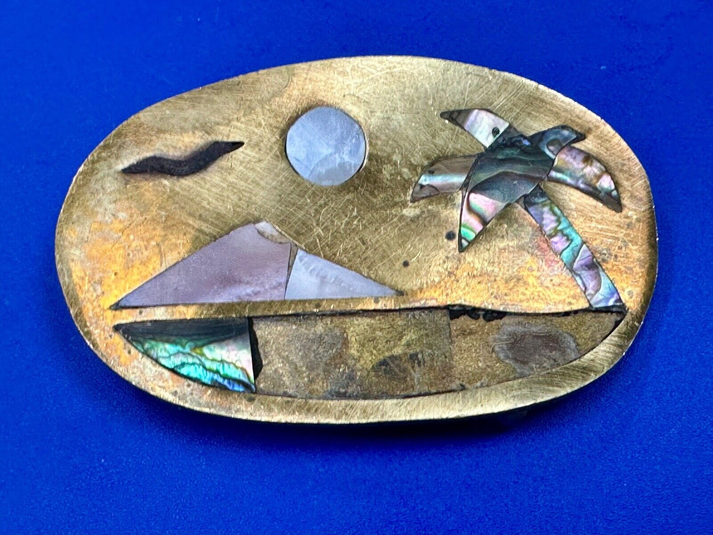 A Project belt buckle to repair - Missing inlaid inlay Abalone shell