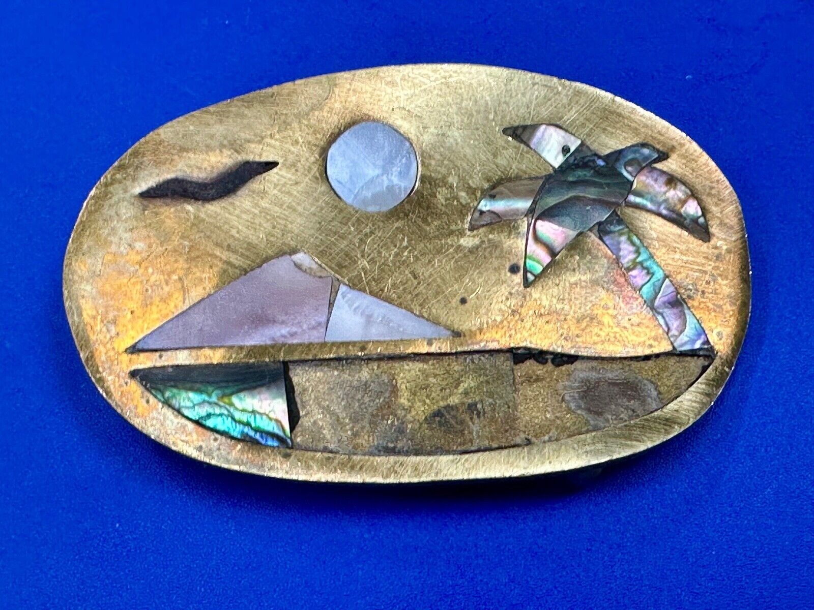 A Project belt buckle to repair - Missing inlaid inlay Abalone shell