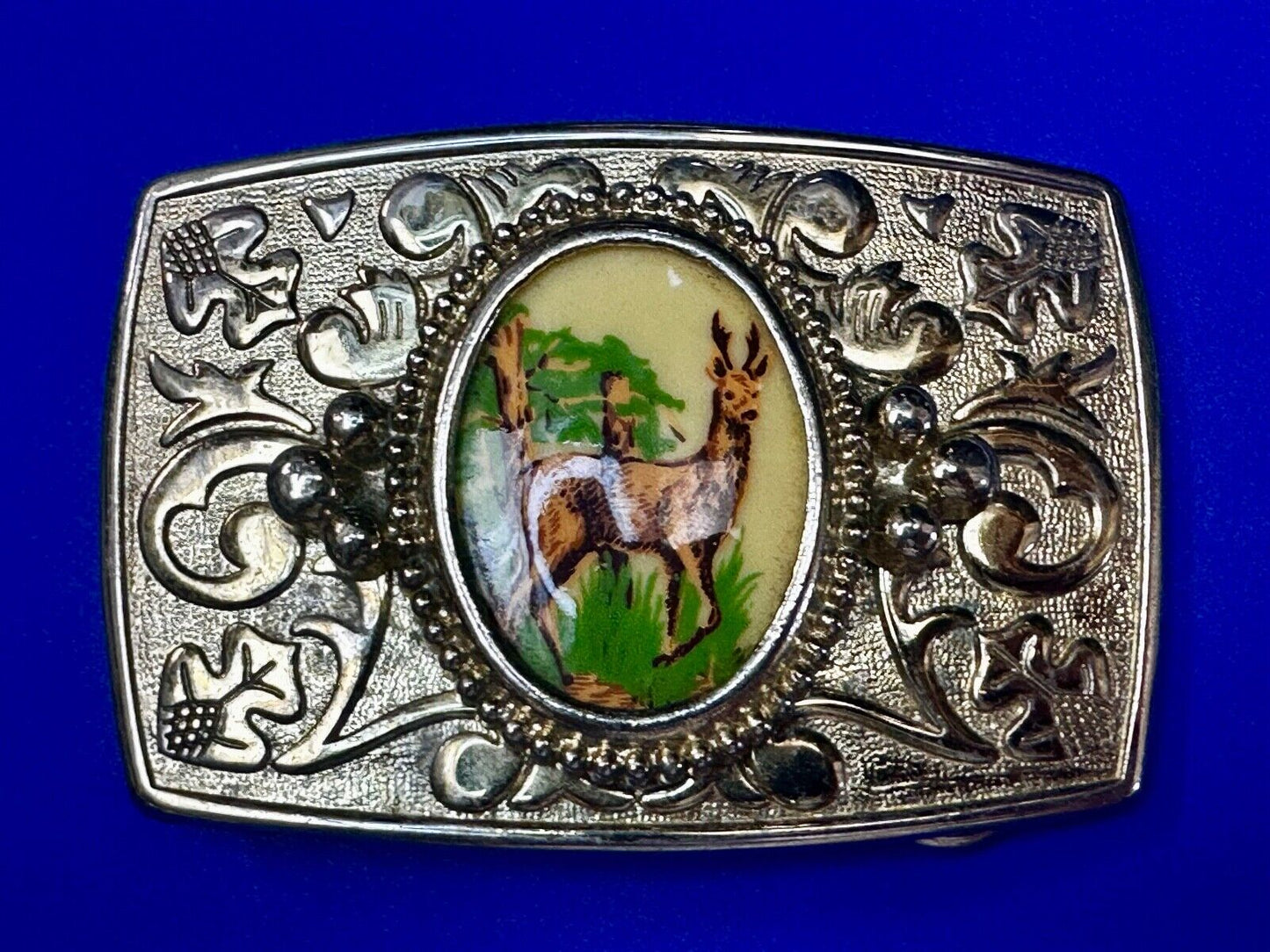 Alpaca Vintage Porcelain? Cab Cabochon Centerpiece in Western Belt Buckle