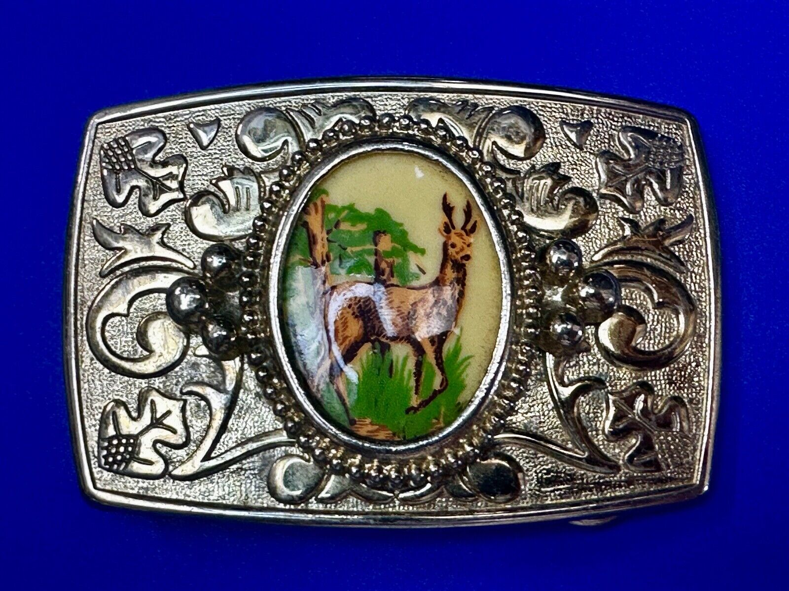 Alpaca Vintage Porcelain? Cab Cabochon Centerpiece in Western Belt Buckle