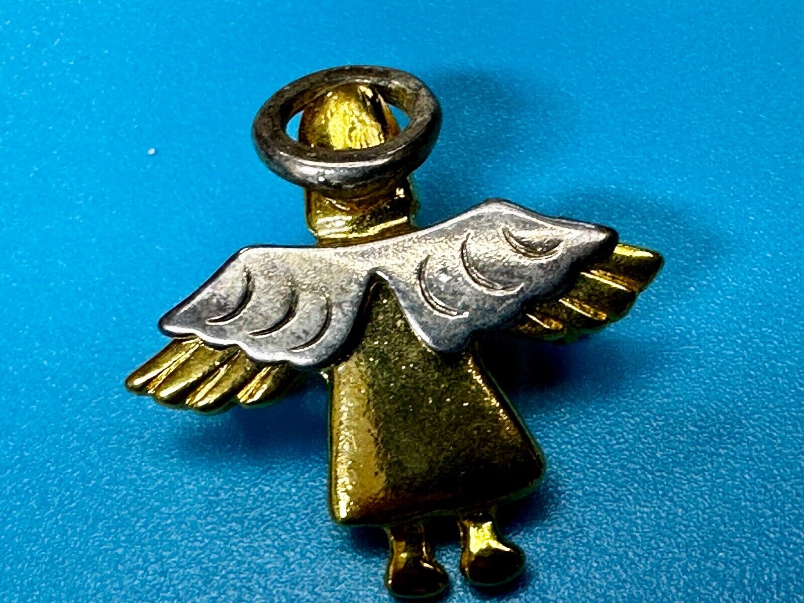 Vintage Guardian Angel Wings Silver & Gold Tone Brooch Pin IMO 95