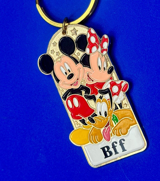 BFF Mickey, Mine and Pluto best friends Disneyland Keychain - Key Ring Chain