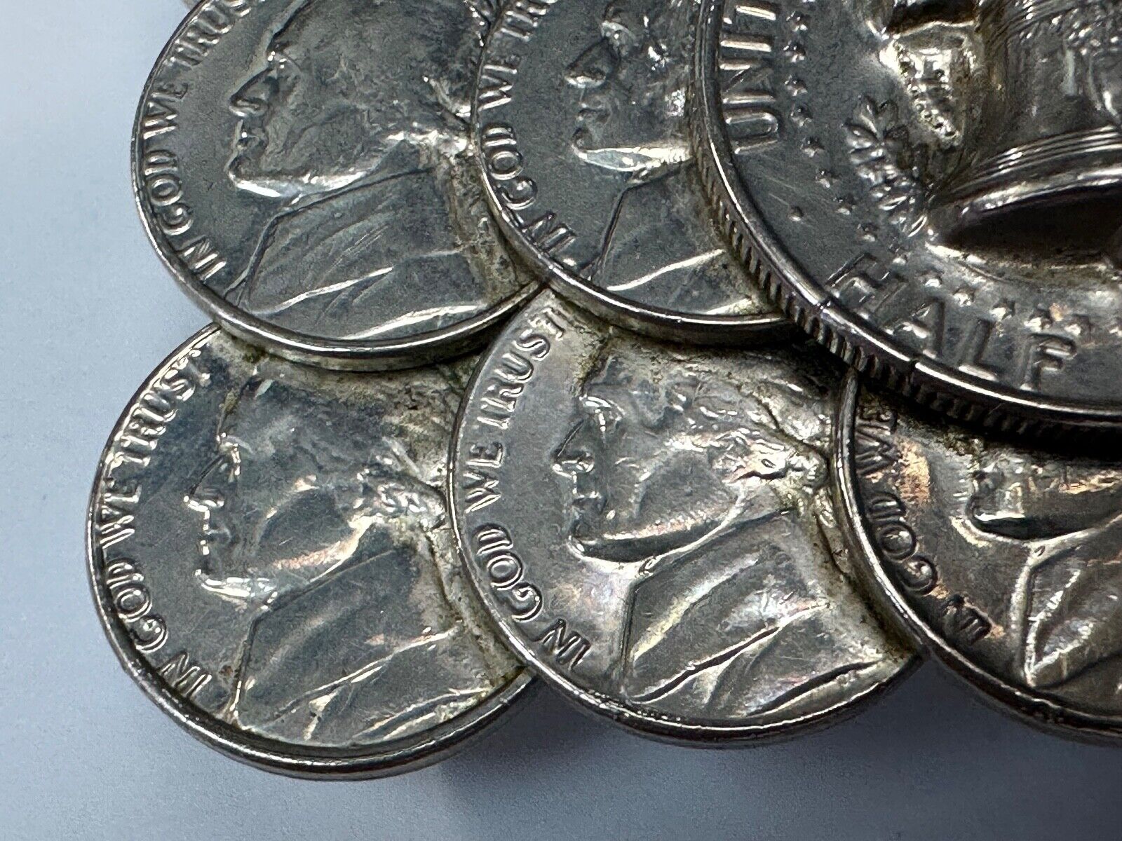Artist Made Coin Cluster Liberty bell half dollar Nickels belt buckle