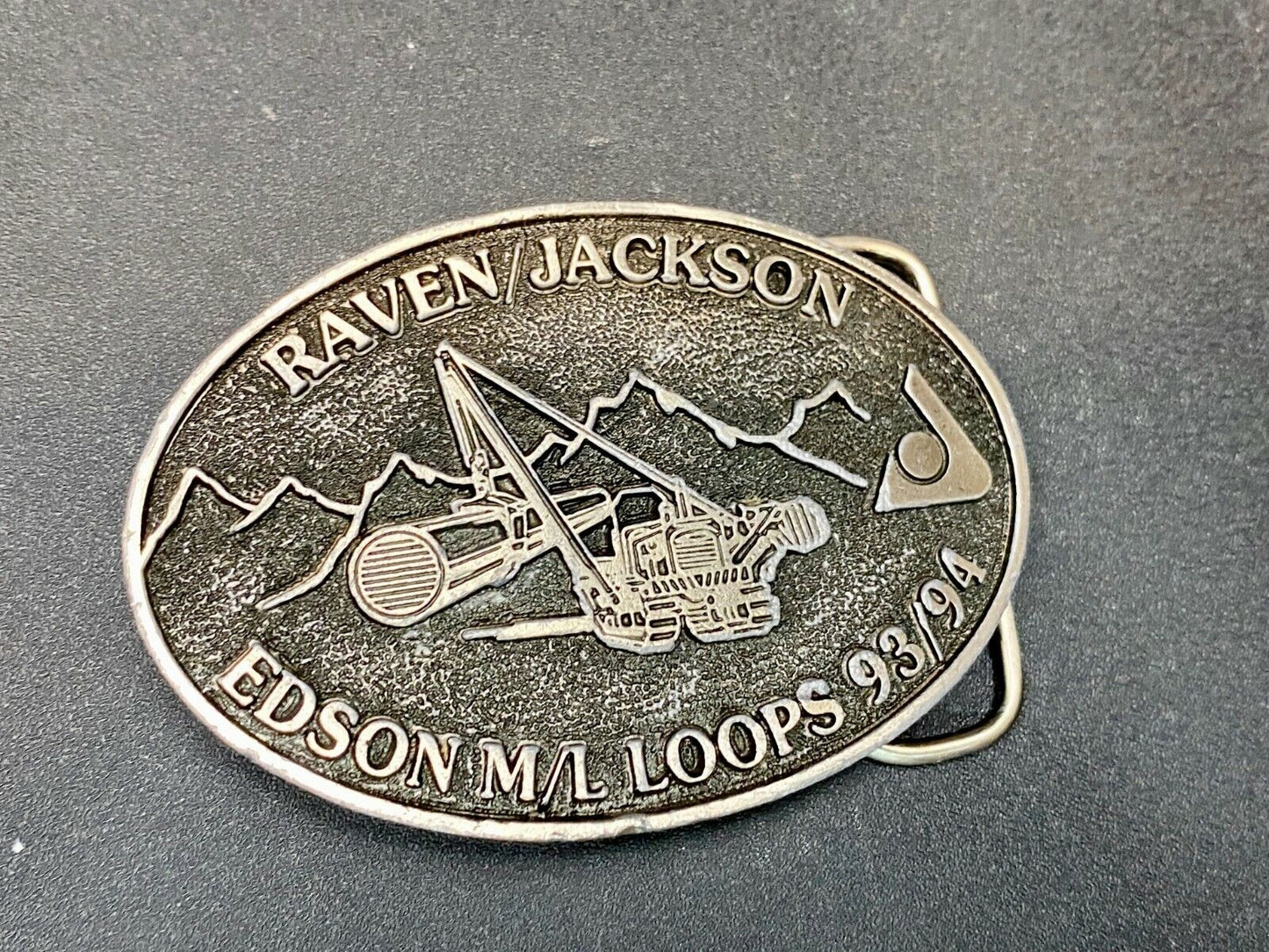 Vintage 90'S  Tree Logging Heavy Machinery Raven Jackson Edison M/L Loops