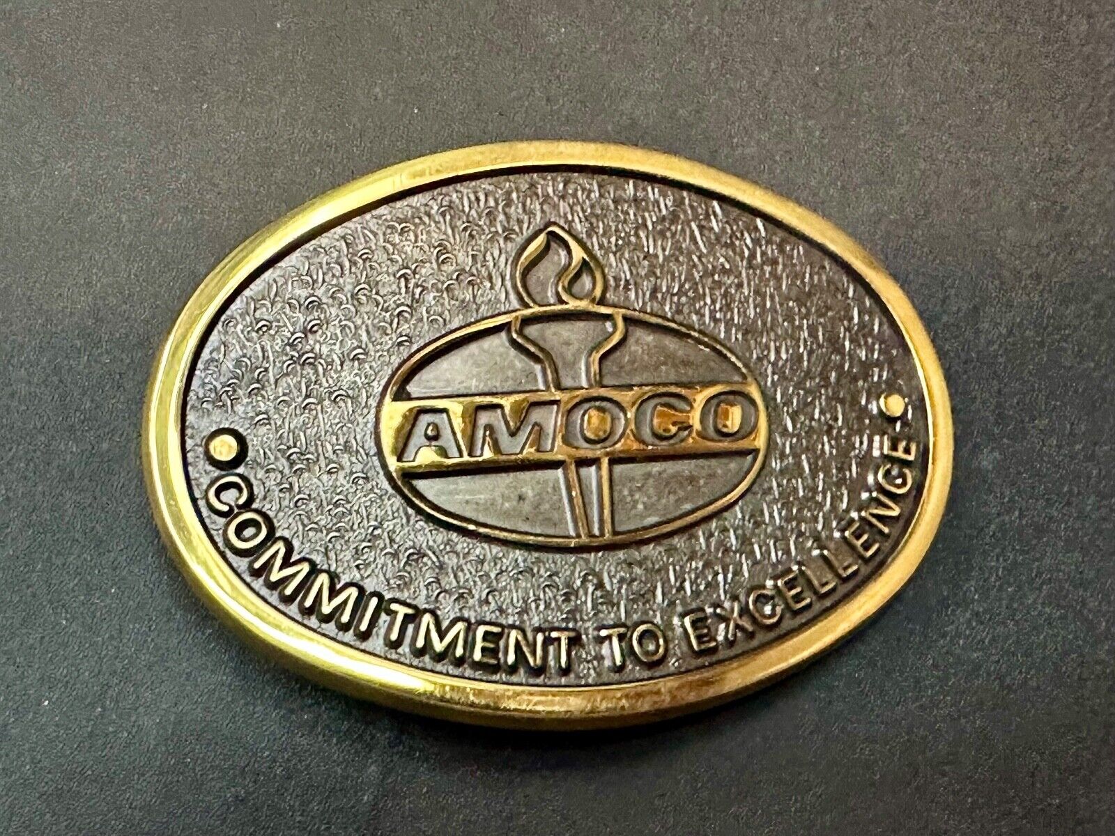 AMOCO Gas Fuel Oil - Committed to Excellence solid brass belt buckle by Jadco