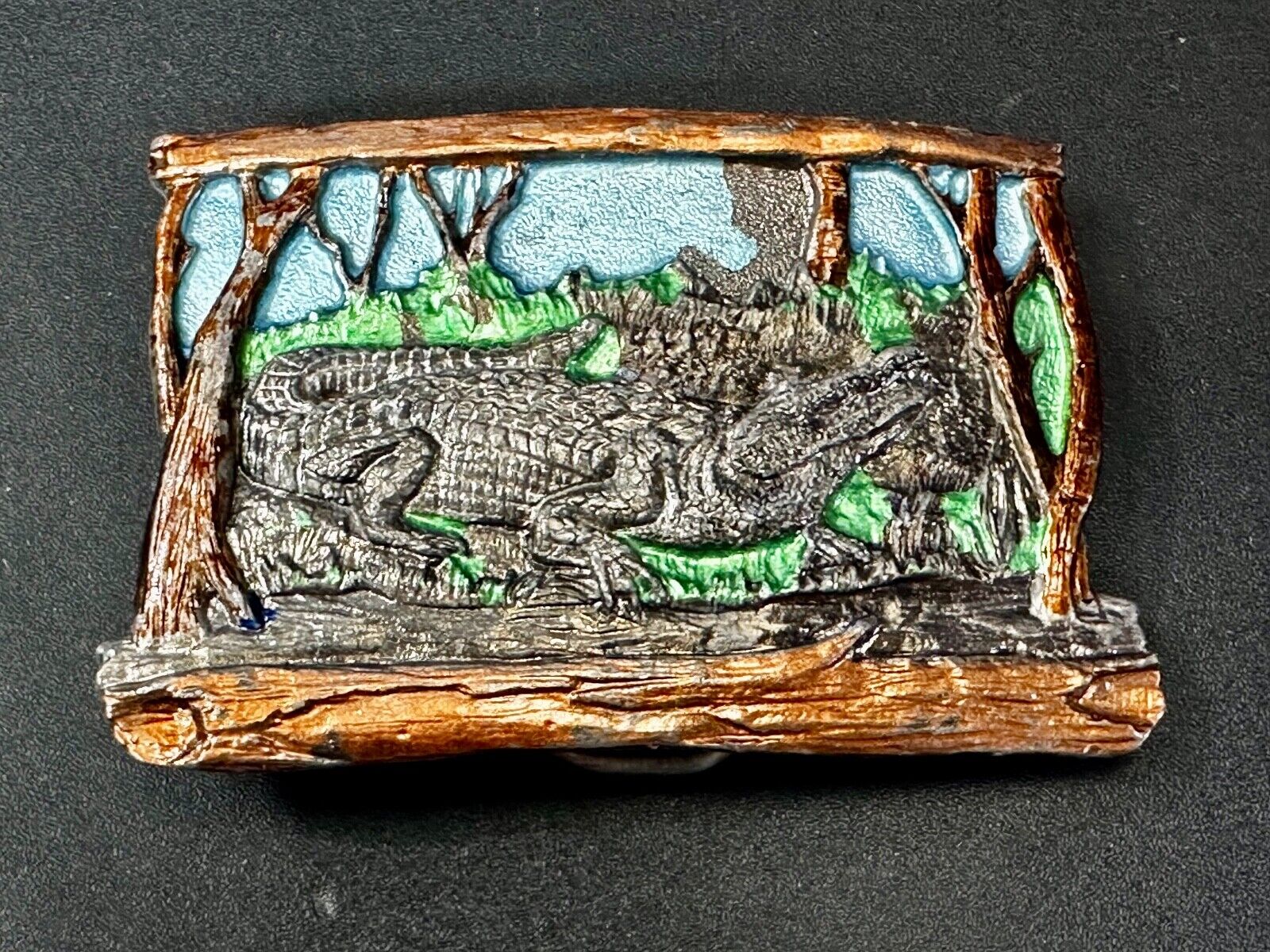 Alligator Crocodile Reptile Wildlife VTG 1988 Belt Buckle The Great American Co.