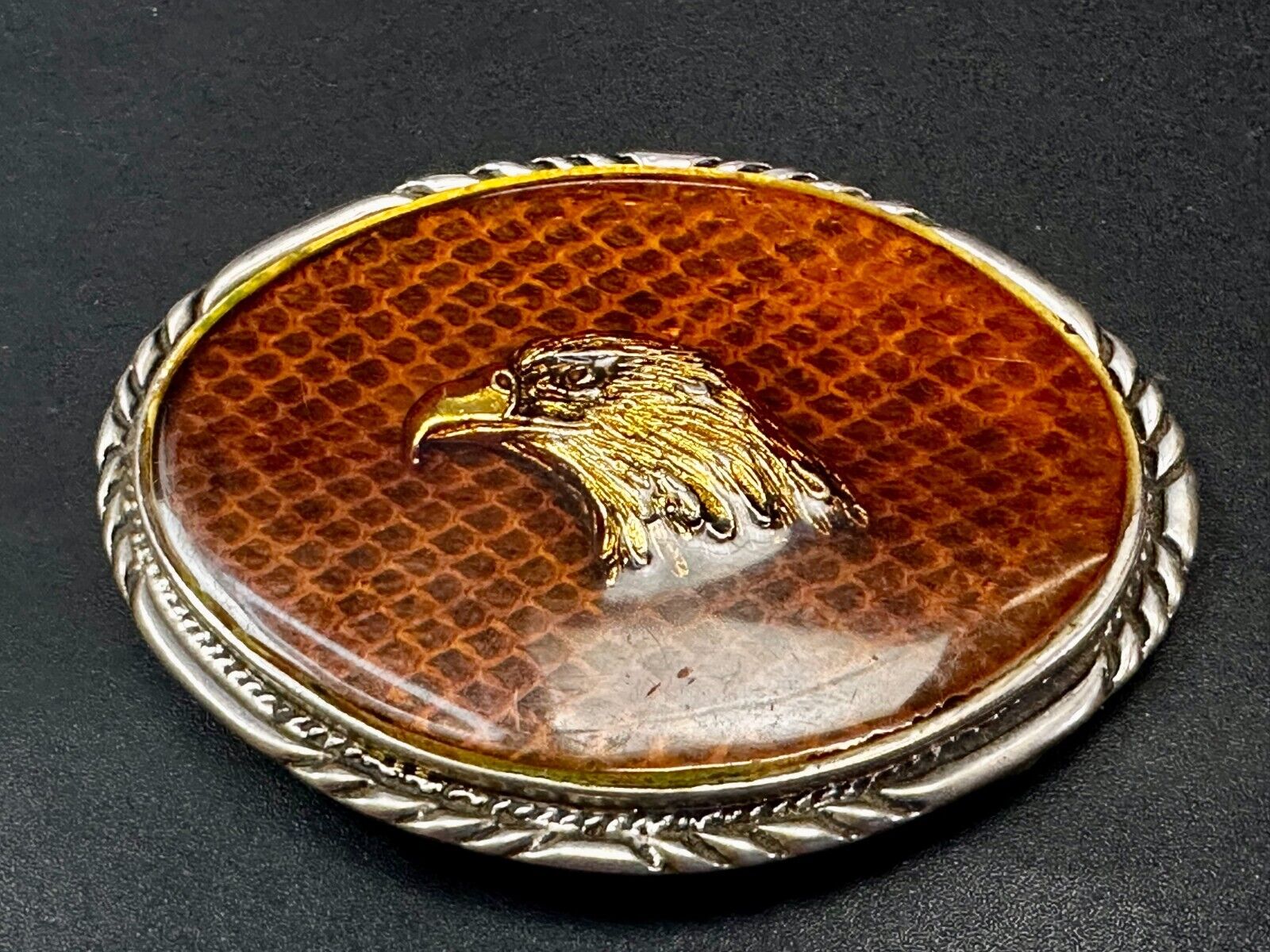 American Bald Eagle Head on DiamondBack Rattler Patriotic Belt Buckle by SSI