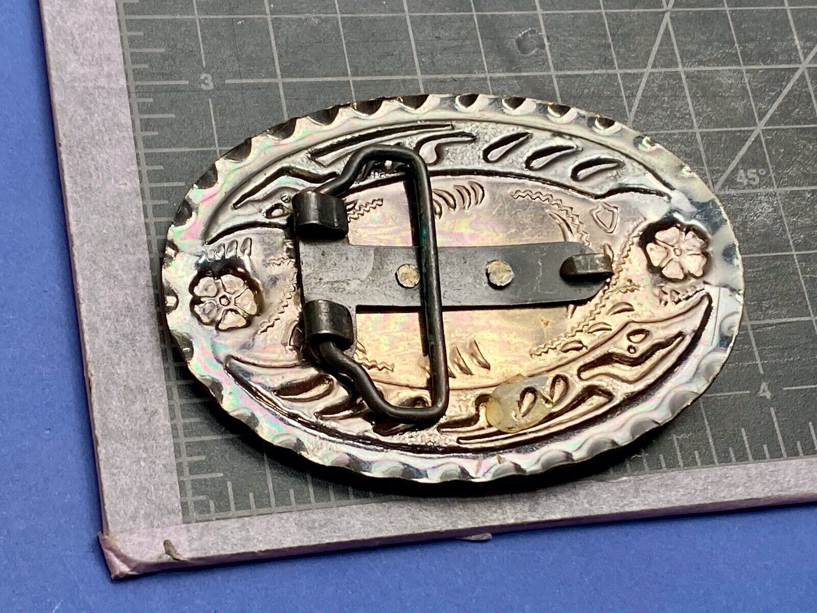 Vintage Horse Shoe WESTERN & COWBOY Mixed Metal BELT BUCKLE - claw accents 