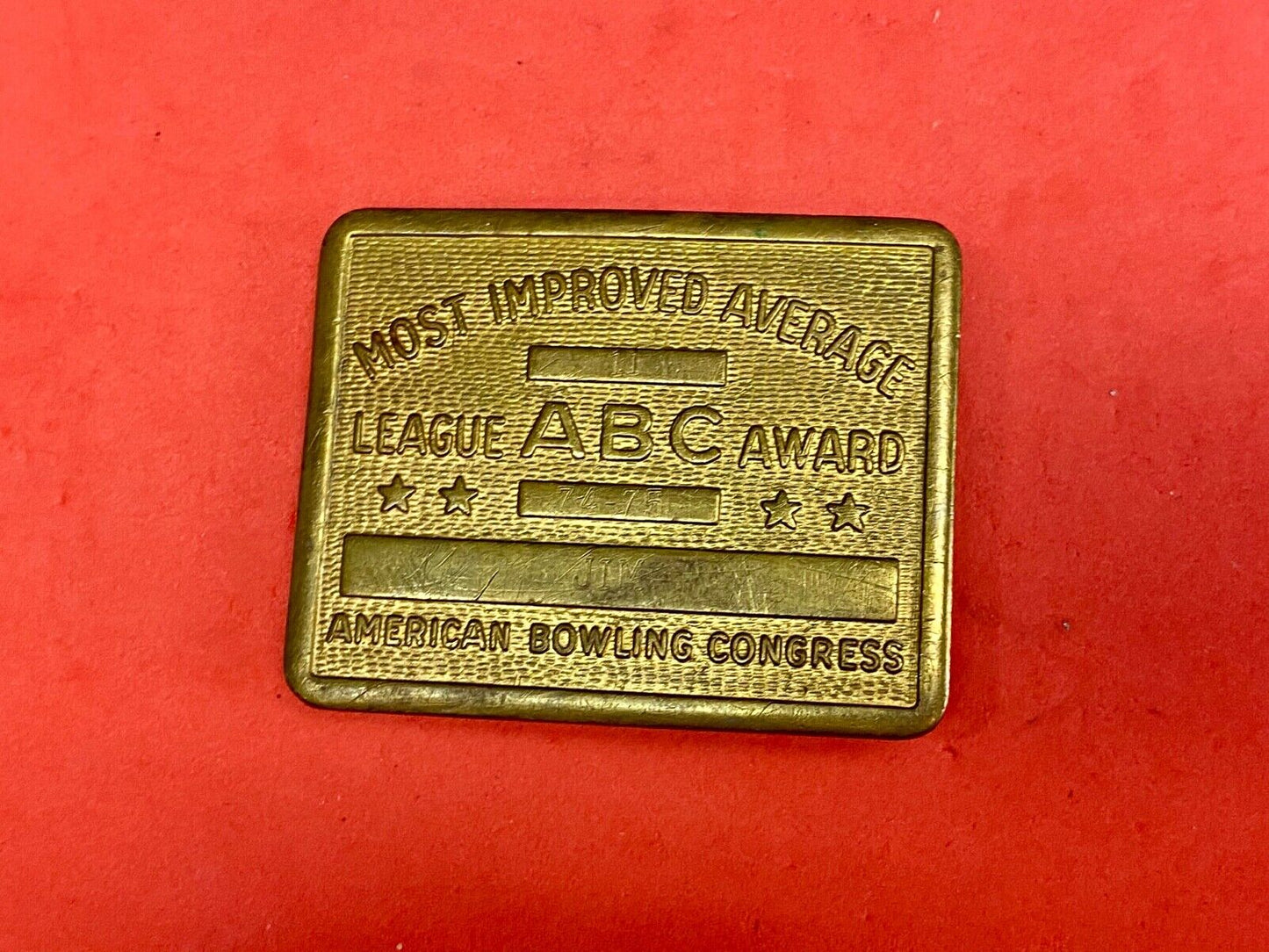 ABC Bowling Most Improved Average Vintage Belt Buckle American Bowling Congress 