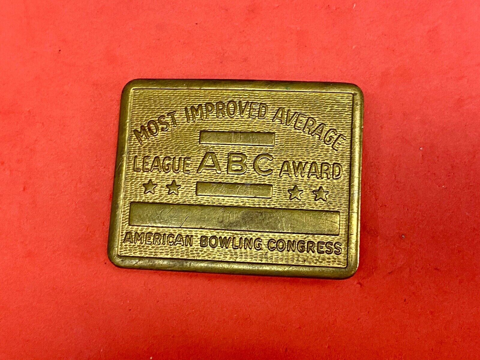 ABC Bowling Most Improved Average Vintage Belt Buckle American Bowling Congress 