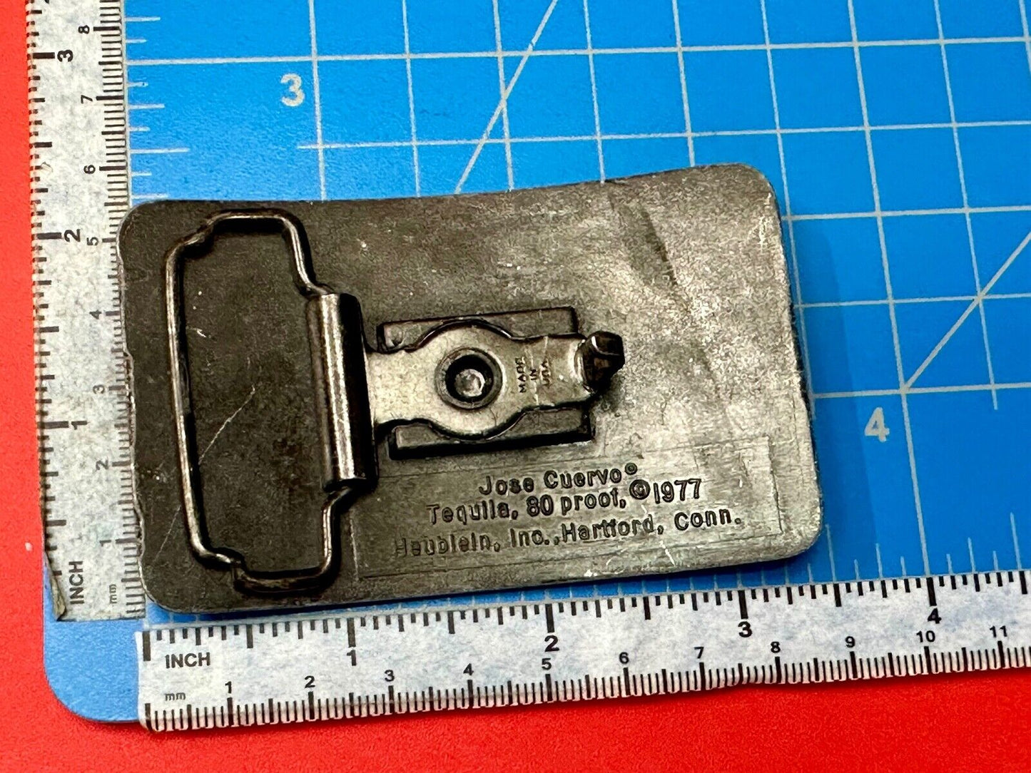 80 Proof!  JOSE CUERVO TEQUILA VINTAGE 1977 BELT BUCKLE HARTFORD CT ORIGINAL