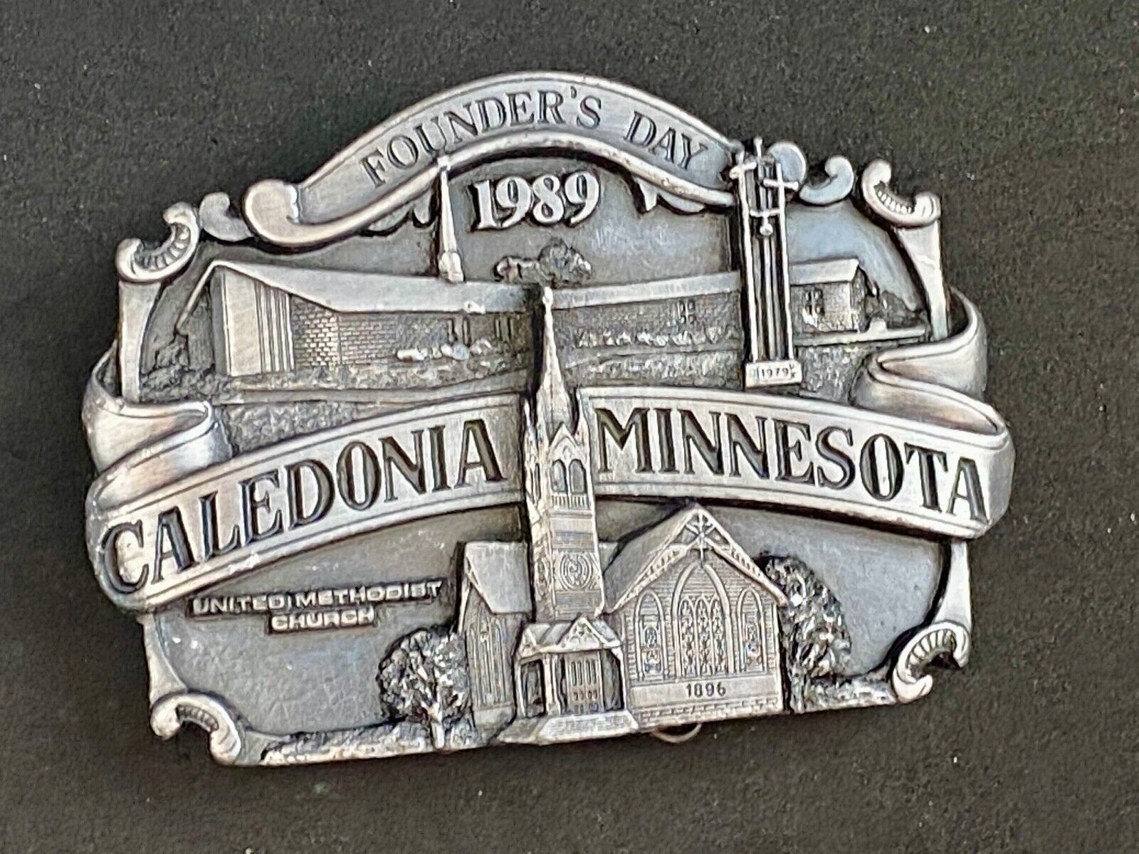 Vintage 1989 - Founder’s Days Caledonia MN belt buckle United Methodist Church 
